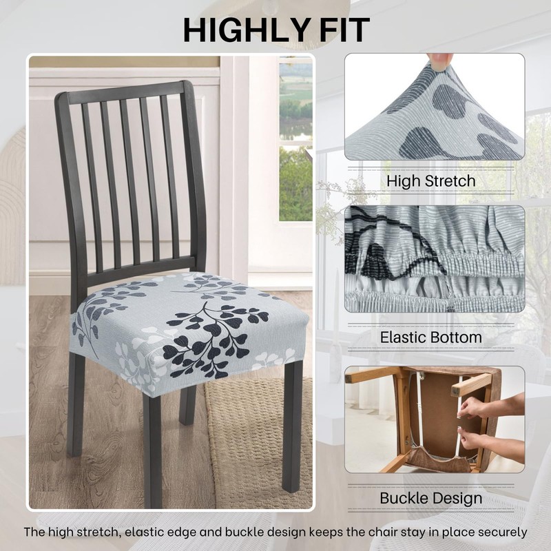SearchI Dining Chair Seat Covers Set of 6, Stretch Removable