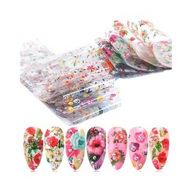 Flower Butterfly Nail Foil Transfer Sticker Daisy Rose Sunflower 10 Pcs 20X4Cm Xk718 Nail Wraps Stickers Manicure Supplies for Women Nails Full Long Lasting Easy Apply and Remove