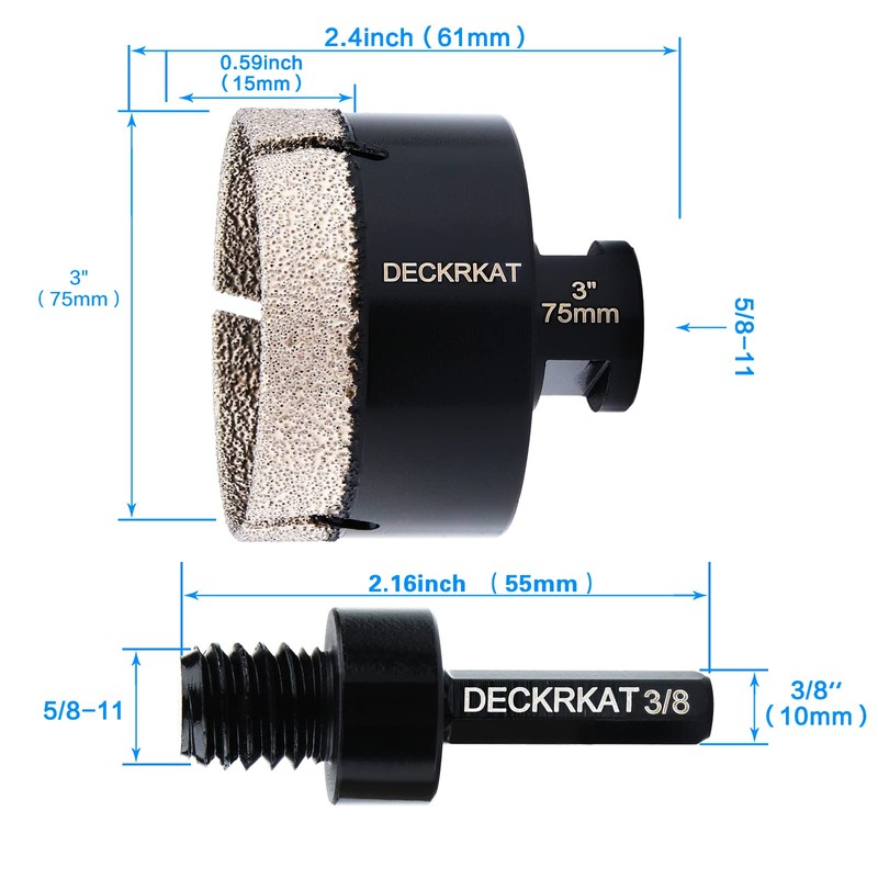 Diamond Hole Saw, 3" Hole Saw for Tiles Granite Marble