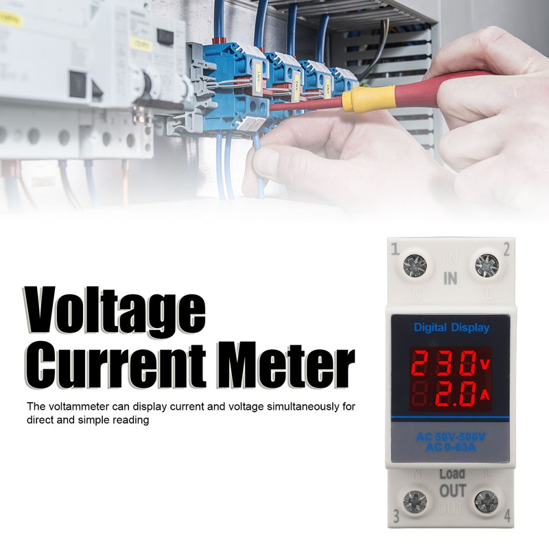 Voltage Current Meter Din Rail Double Display Display Monitor Single