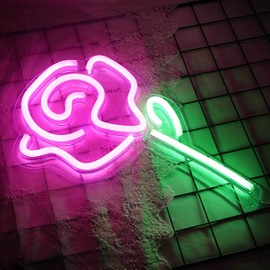 Cynzia LED Neon Light, Pink Rose Flower Neon Sign USB Powered Wall Art Light, Neon Night Lights Home Decoration for Table Room Bedroom Party Wedding