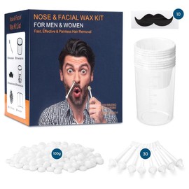 Men's Nose Wax Hair Removal Kit, Ear Hair Wax Kit with 100g Hard Wax Beans, 30 Applicators, Home Waxing Painless Body Care,Complete Waxing Kit Comfort
