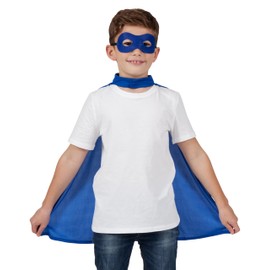 Wicked Costumes Kids Unisex Super Hero Cape & Mask Fancy Dress Costume - Blue (One Size 6-10 Years)