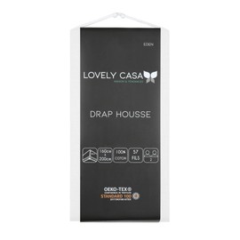 Lovely Casa – Fitted Sheet – Size 160 x 200 cm – Large 30 cm – 100% Oeko-Tex Certified Cotton – White – Eden Model – Bed Linen for Home – Soft and Comfortable for Cosy Nest