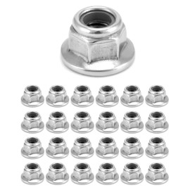 QWORK® 25pcs M5 Flange Nuts Stainless Steel 304 Locking Nuts Hex Nuts with Plastic Clamping Part (5mm)