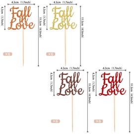 24 piezas de adornos para cupcakes con purpurina para otoño, boda, compromiso, aniversario, fiesta de cumpleaños, decoración de pasteles, suministros coloridos