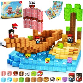 ToyUnited Magnetic Building Blocks 100 Pieces - Pirate Ship with Treasures | Adventure on the High Seas | Magnetic Building Blocks as Easter Gift from 4 Years