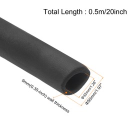 sourcing map Pipe Insulation Foam Tube Lagging Insulation Pipe 32mm(1 1/4 inch) ID 50mm(2 inch) OD 20" Heat Preservation for Handle Grip Support