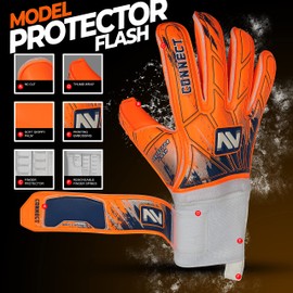 CONNECT Goalkeeper Gloves – Pro-Grade Grip & Finger Support | Kids, Youth & Adult Goalie Gloves | Durable Football Gloves for Goalkeepers | Comfortable & Secure Fit | Sizes 4-10 (Flourcent Orange, 9)