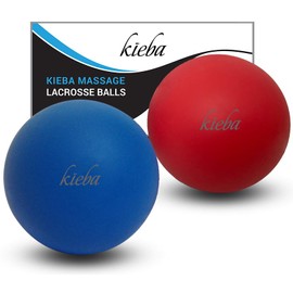 Massage Lacrosse Balls for Myofascial Release, Trigger Point Therapy, Muscle Knots, and Yoga Therapy. Set of 2 Firm Balls (Blue and Red)
