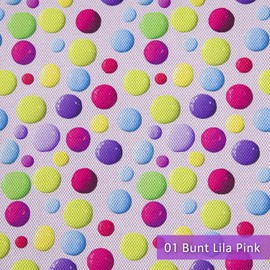 NOVELY® Polka Dots Colourful Upholstery Fabric with Dots for Children, Velvety Soft Velour Furniture Fabric with Honeycomb Structure, Easy-Care, Sold by the Metre, 1 Running Metre (01 Colourful Purple