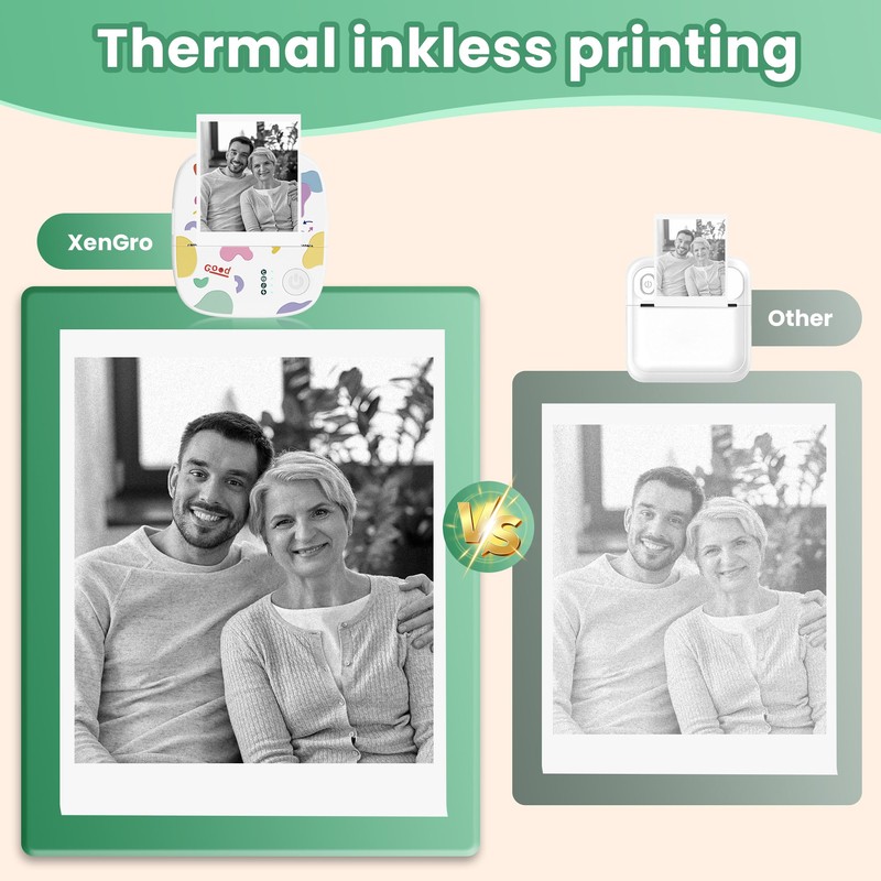 XenGro Mini Portable Sticker Printer, Mini Thermal Printer with 3