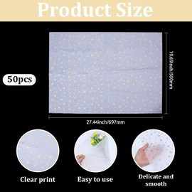 GORGECRAFT 50 Sheets 70x50cm Gold Star Tissue Paper White Wrapping Paper with Star Art Tissue for Wedding Birthday Graduation Christmas Valentines Flower Bouquet Packing Bags Stuffing Accessories