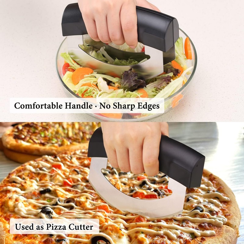 KITCHENDAO Come Apart Mezzaluna Salad Chopper Knife Tool, Easy Cleaning,