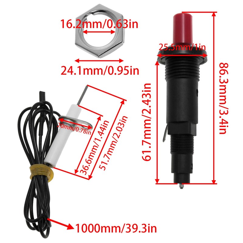FINBe piezoelectric Spark igniter Grill igniter Replacement Electrode igniter with