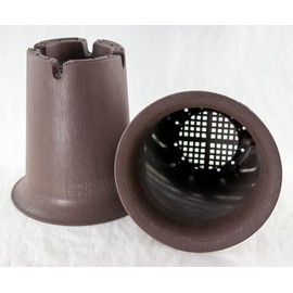 Yubonzai 2 Round Cascade Plastic Tan Color Bonsai Training Pot, Succulent & Orchid Planter - 6.5"x 6.5"x 6.75"