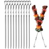 10 Pieces Stainless Steel Barbeque Grilling Skewers Outdoor Camping Barbecue