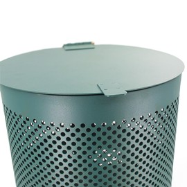 ZERO WASTE USA - Round Outdoor 10 Gallon Capacity Waste Can - 100% Rust-Free, Powder-Coated, Commercial Grade Aluminum to Withstand Weather. 10-Year Warranty (Matte Green)