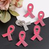 WANDIC 50 Pcs Rose Pink Ribbon Metal Pins, Memorial Ribbon