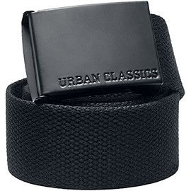 Urban Classics Unisex Continuous Canvas Belt Canvas Belt with Metal Clasp for Men and Women in Many Different Colours, black
