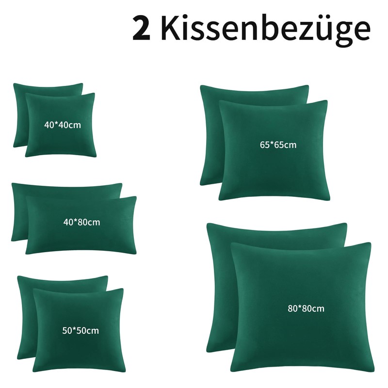 Aisbo Pillowcase, 40 x 80 cm, Set of 2, Green,