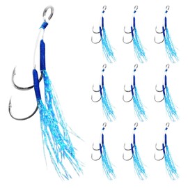 RIZES Fishing Double Hook Lures Fishing Tackle Feather Assist Needle Shore Jigging Salt Ajing Fishing Split #L 10pcs Set