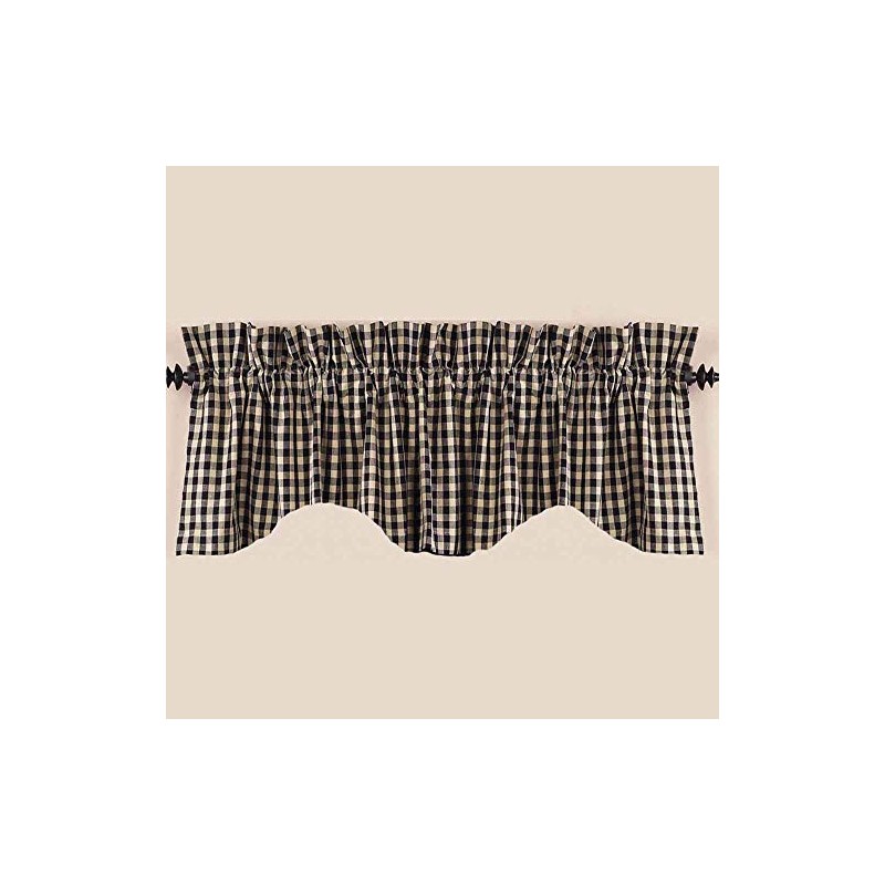 Heritage House Check Scalloped Black and Nutmeg 72" x 15.5"