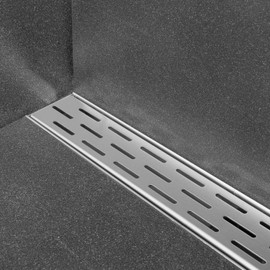 KABCO 24 Inch T304 Stainless Steel Linear Shower Drain with Grate Insert, 2-inch Leveling Feet and Hair Strainer, Brushed Finished Rectangular Floor Drain for Kitchen, Bathroom, Garage and Basement