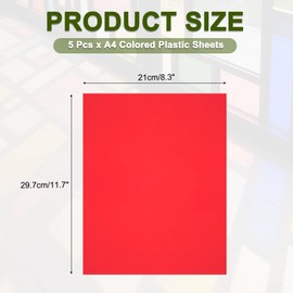 sourcing map 5 Pcs Colored Plastic Sheets, A4 Transparent Amber Film Color Correction Gel Light Filter Waterproof 11.7 x 8.3" Sheet for DIY Crafts,LED Lighting,Photo (Red)