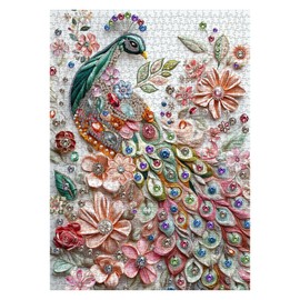 Beautiful Jewellery Peacock Puzzles for Adults 1000 Pieces, Colorful Flower Bird Jigsaw Puzzles, Impossible Challenging Puzzle for Adults