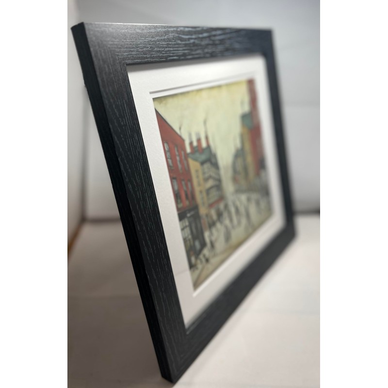 Greetingles Lowry-Style 12"/31cm Square Framed Print. Beautiful Black Ash Frame