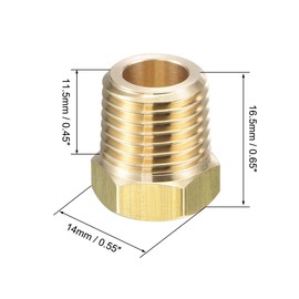 sourcing map Brass Pipe Fitting Reducer Adapter 1/4" NPT Male x 1/8" NPT Female for Water Oil Air Pressure Gauge Temp Sensor, 2pcs