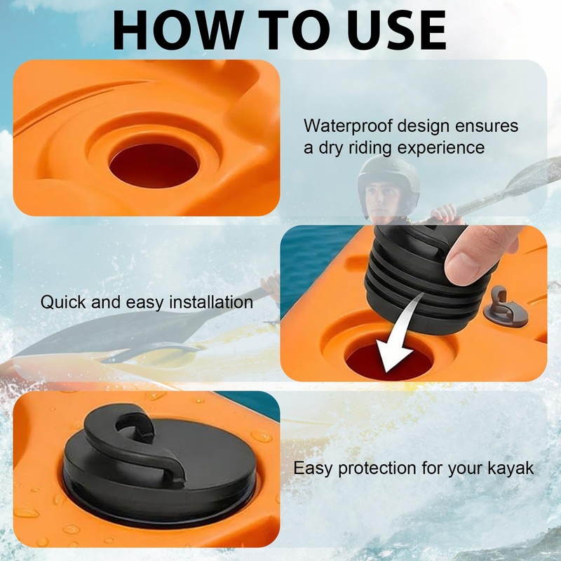 8 Pack Kayak Scupper Plugs, Universal Waterproof Rubber Kayak Bungs