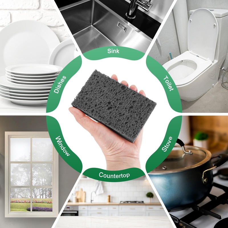 M METERXITY 6-Pack Kitchen Sponges, Condense Eco Cellulose Non-Scratch Scrub