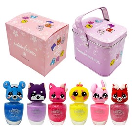 Tomini Friends 6 types of water-based children's nail polish + tin case, 1 pc, mixed colors / 투미니 프렌즈 수성 어린이 매니큐어 6종 + 틴케이스, 1개, 혼합색상