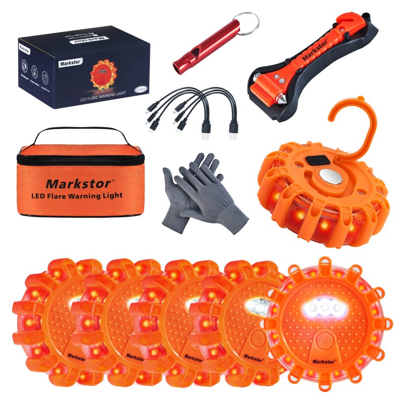 DK Led Road Flares 6 Pack LED Flares Emergency Kit