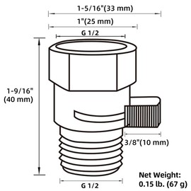 APLusee Shower Regulator Valve, APLusee Brass Shower Head Shut Off Control Valve, Water Flow Restrictor with On Off Switch, Chrome