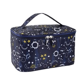 Makeup Bag Travel Toiletry Bag Organizer,Large Cosmetic Bag for Women Girls Make-up Bags Portable Brush Pouch Zipper Storage Case with Handle,Starry Sky
