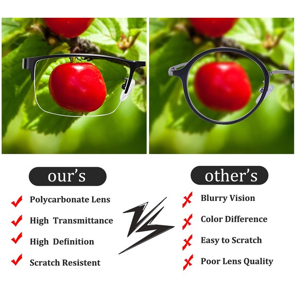 ALWAYSUV TR90 Full Frame Myopia glasses Clear Lens Black Distance Nearsighted Glasses -3.5