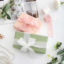 CHUQING chiffon ribbon, decorative ribbon, wedding gift ribbon,1.5" x 7Yd, 3 rolls, festival ribbons for weddings, christenings, parties