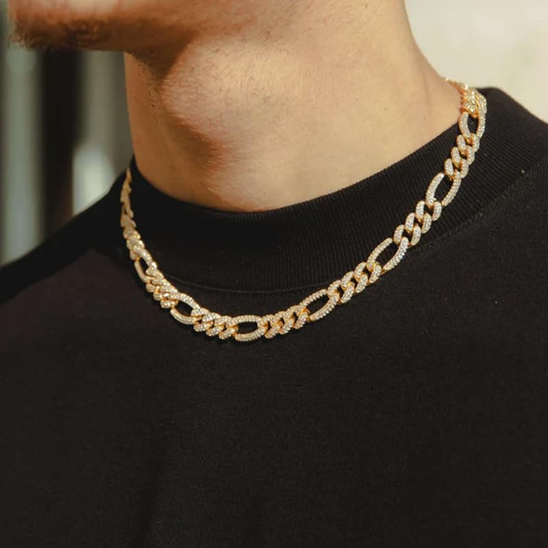 Eseres Figaro Chain Necklace for Men 12MM Figaro Link Chain