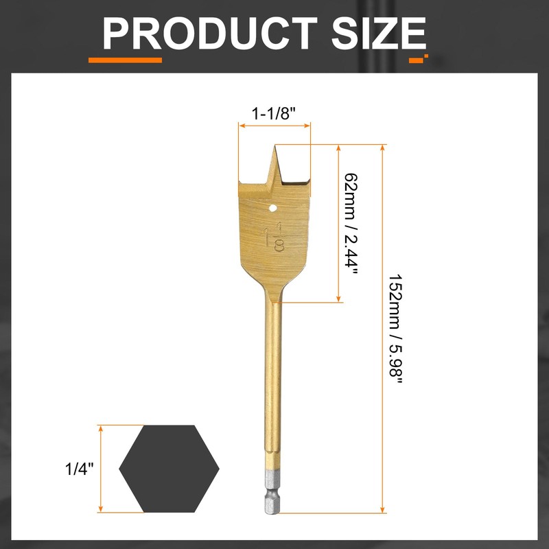 sourcing map Spade Drill Bit 1-1/8" Paddle Flat Bits Wood