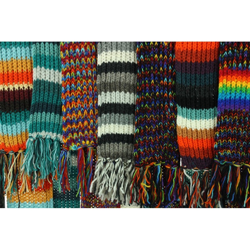 LOUDelephant Chunky Wool knit striped scarf - Rainbow (One Size)