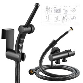 CREA Handheld Bidet Sprayer for Toilet,Adjustable Jet Sprayer Toilet Bidet Attachment,Ergonomic Handheld Sprayer with Bidet Hose for Feminine Wash Cloth Diaper Sprayer Set,Stainless Steel Black