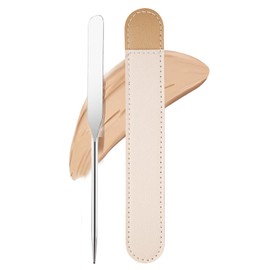 JOYAUS Picasso Makeup Spatula, Stainless Steel Cosmetic Professional Cosmetic Mixing Makeup Palette Spatula Makeup Artist Tool whit PU Leather Cover