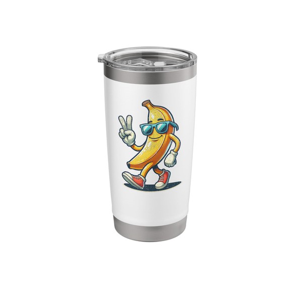 Retro Banana Cartoon With Sunglasses Men Women Funny Banana Stainless