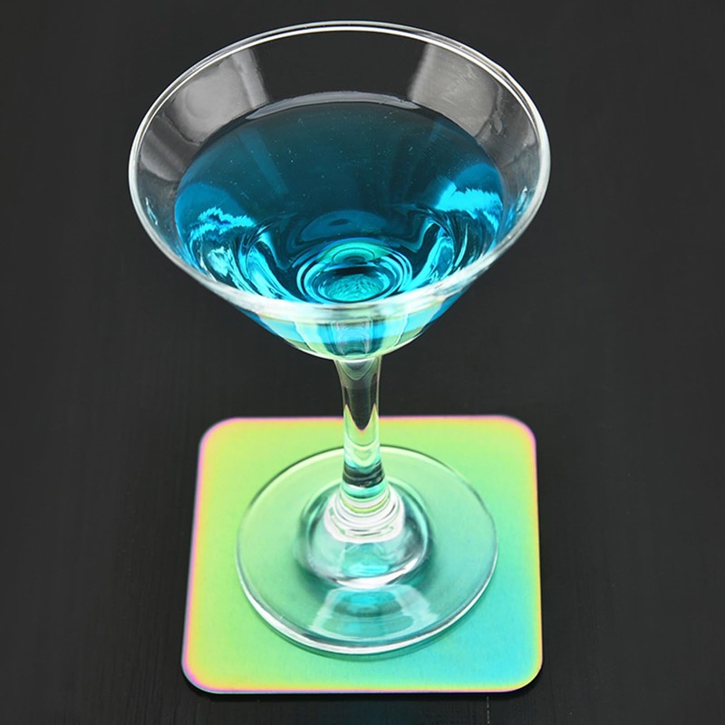 2 PCS Round Coasters, 10cm Colorful Stainless Steel Coasters, Heat