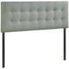 Modway Emily Queen Upholstered Polyester Fabric Headboard in Gray