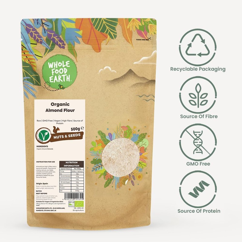 Wholefood Earth Organic Ground Almonds – 250g | Raw |