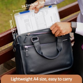 CIOUYAOS A4 File Box with Lid, Clear Plastic Waterproof Portable Organiser Paper Folder Shallow Storage Holder Case, Office School Supplies Protector for Magazine Document Photo book Collections(Blue)